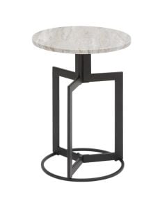 Side table, Tusco, mdf/steel, marble efect/black, Dia.35xH49.5 cm