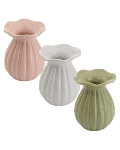 Dekorative vase, Singleflower, ceramic with stonewear, white/pink/green, Dia.9xH12.2 cm