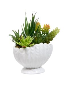 Artificial flower in pot, Shell, dolomite/PE, multicolor, 14.5x10xH20 cm