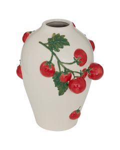 Decorative vase, Tomato, dolomite, white/red, 20.6x19.8xH25.5 cm