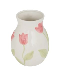 Decorative vase, Tulip, dolomite, white/pink, Dia.15.7xH21 cm