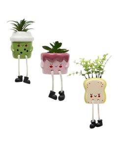Artificial flower in pot, Kawai, dolomite/PE, multicolor, 8.5x8.5xH16.5 cm