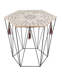 Side table, Kumi, mdf/steel, brown/black, 43.5x38xH40 cm