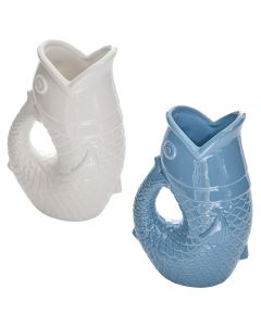 Decorative vase, Oceania, dolomite, white/blue, 16.5x11xH25 cm
