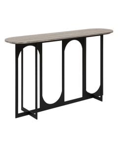 Console table, Tusco, steel/mdf with marble effect, white/black, 140x34xH79,5 cm