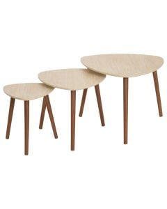 Coffee table, Mileo, set 3-pieces, mdf, natural wood, 60x45xH60 cm