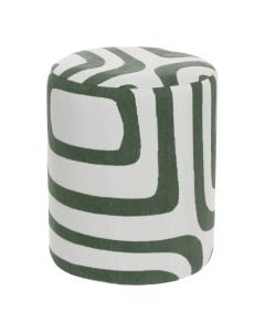 Poufe, Delor, PU foam, polyester/wood structure, white/green, Dia.30xH36 cm