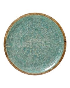 Pjatë dekoruese, dru mango, blu, Dia.30xH2 cm