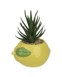 Artificial flower in pot, dolomite, yellow, 7x9xH12 cm