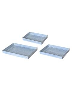 Tabaka dekoruese, set 3-copë, metalike, jeshile, 34x24xH3 cm