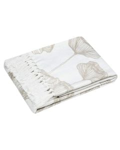 Plaid, Oriana, 55% cotton/45% polyester, beige/panna, 125x150 cm