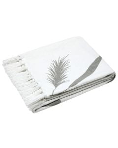 Plaid, Pampa, 55% cotton/45% polyester, white/grey, 125x150 cm