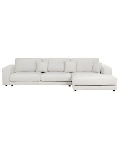 Corner sofa, right, textile upholstery, plastic feet, white, 225x120xH86 cm