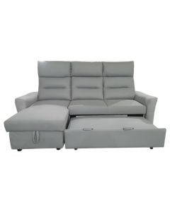 Sofa bed, textile upholstery, plastic feet, light grey, 225x160xH77 cm