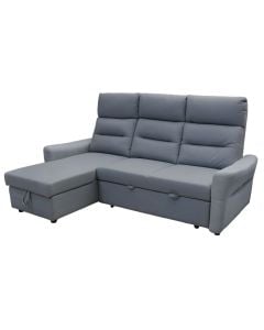 Divan, bëhet krevat, tapiceri tekstili, këmbë plastike, blu mente, 225x160xH77 cm