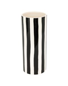 Decorative vase, ceramic, white/black, Dia.13xH30 cm