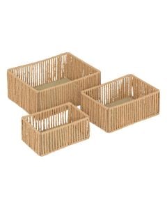 Basket, set 3 pieces, straw, beige, 26x19.5xH11 cm