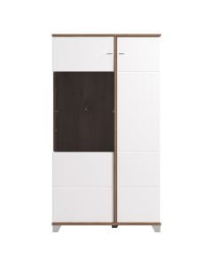 Showcase, Burgundy, MDF and melamine+glass, opaque white/flag staf oak, 78.5x40xH143 cm