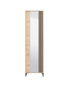 Raft anësor, Laval, MDF dhe melaminë+pasqyrë, lisi artizanale/e zezë, 54.5x40xH192.5 cm