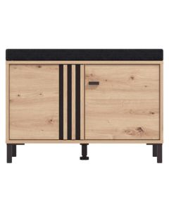 Hall unit cabinet, Laval, MDF and melamine+textile upholstery, artisan oak/dark grey, 80x40xH57 cm