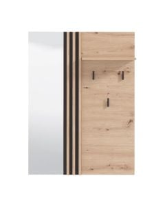 Varëse rrobash dhe pasqyrë, Bedford, MDF dhe melaminë+pasqyrë, lisi artizanal/e zezë, 76x20.5xH102 cm