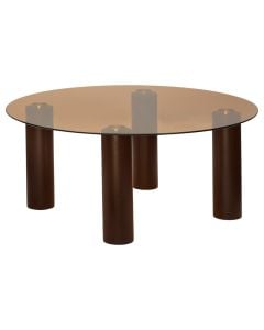 Coffe table, Ambra, glass, brown, Dia.80xH35 cm
