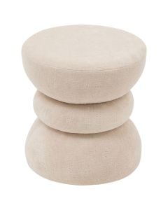 Poufe, Ritem, textile upholstery, cream color, Dia,36xH38.5 cm