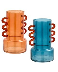 Decorative vase, Homy, glass, blue, 13x10xH17 cm