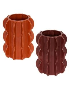 Decorative vase, Homy, dolomite, brown orange, Dia.14xH19 cm