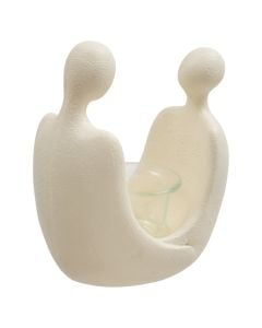 Mbajtëse qiriri, Human , polirezinë, e bardhë, 15x9.5xH17 cm