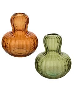 Decorative vase, Lisiere Mushroom, glass, brown/green, Dia.16.5xH19.5 cm