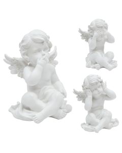 Objekt dekorues, Wisdom Angel, polirezinë, e bardhë, 18x18xH23 cm