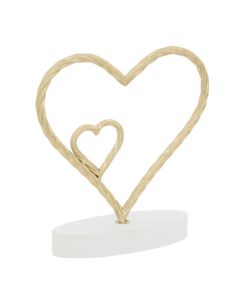Objekt dekorues, Bao Heart, çelik, e bardhë/floriri, 24.6x8xH25 cm