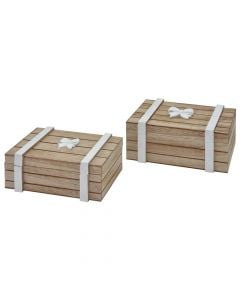 Storage box set of 2 pieces, MDF, natural, 24x15xH10 cm; 20x12.5xH8 cm