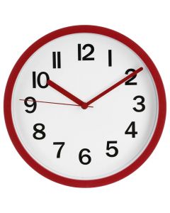 Wall clock, plastic/aluminum, red, 22.3x3.9 cm