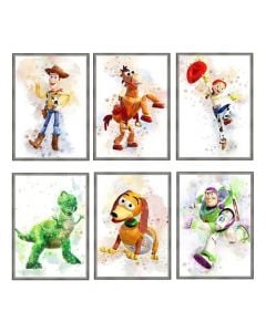 Pikturë me kornizë, Toy Story, 3 copë, druri/letër, shumëngjyrëshe, 32.5xH47.5 cm