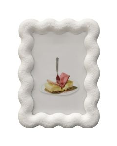 Photo frame, resine/glass, white, 13x18 cm