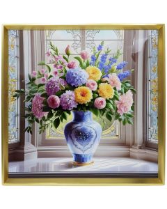 Printed picture, Flowers, mdf frame, multicolor, 60xH60 cm