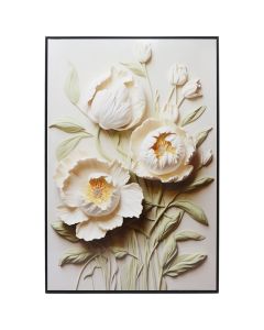 Printed picture, Flower, mdf frame, black/white, 40xH60 cm