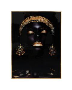 Pikturë, "Lady", kornizë metalike, e zezë/ floriri, 50x70 cm