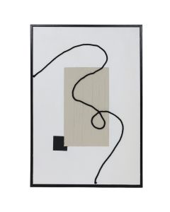 Printed picture, "Abstract", MDF frame, white/ beige, 60x90x3.5 cm