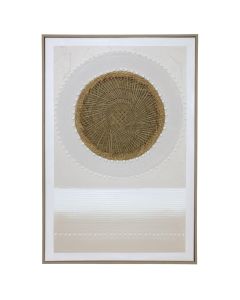 Printed picture, "Abstract", MDF frame, white/ beige, 80x120x3.5 cm