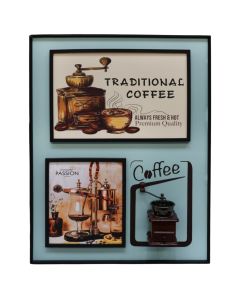 Printed picture, "Traditional Coffee", MDF frame, colorful, 60x80 cm