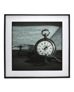 Printed picture, "Clock", MDF frame, black and white, 50x50 cm