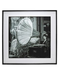Printed picture, "Music", MDF frame, black and white, 50x50 cm
