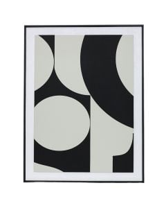 Printed picture, "Abstract", MDF frame, black/beige, 60x80 cm