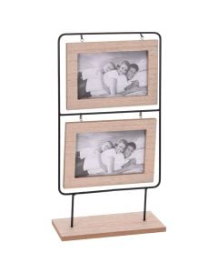 Kornizë fototsh, druri/metalike, e zezë/natyrale, 20.5x8xH41.5 cm