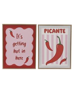 Decorative canva, mdf frame, red/white, 30x2.5xH40 cm