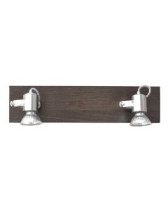 Bar 2 spot GU10 2X50W, satin chrome with dark wood decoration, bulb incl.