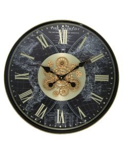 Wall clock, Marvin, metal, black (noir), Dia. 60x7.5 cm